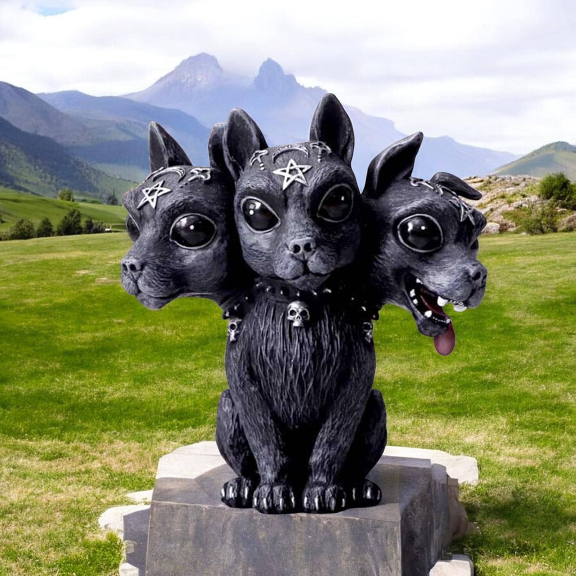 Black Cerberus Dog Statue – Gothic Resin Figurine - Etsy