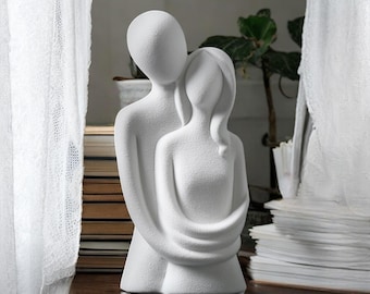 Statua di coppia astratta nordica, moderna statuetta d'amore in resina, scultura artistica minimalista, regalo di anniversario per la coppia, decorazione per la casa, regalo per lei