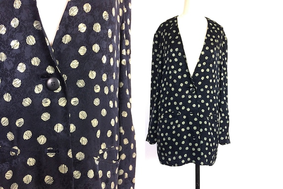90s jacquard silk blazer / unstructured blazer / p