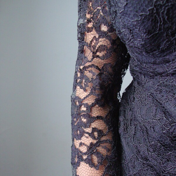 Vintage Lace Dress/ 80s Black Bustier M