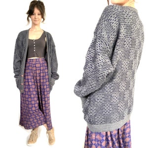 Vintage Strickjacke / Decke Textur / grau / lang / groß | Etsy