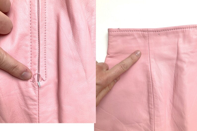 80s leather mini skirt bubblegum petal pink XS 23 waist