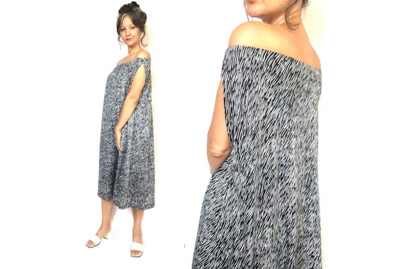 60s house dress/ beach dress / muumuu / gabar / S-