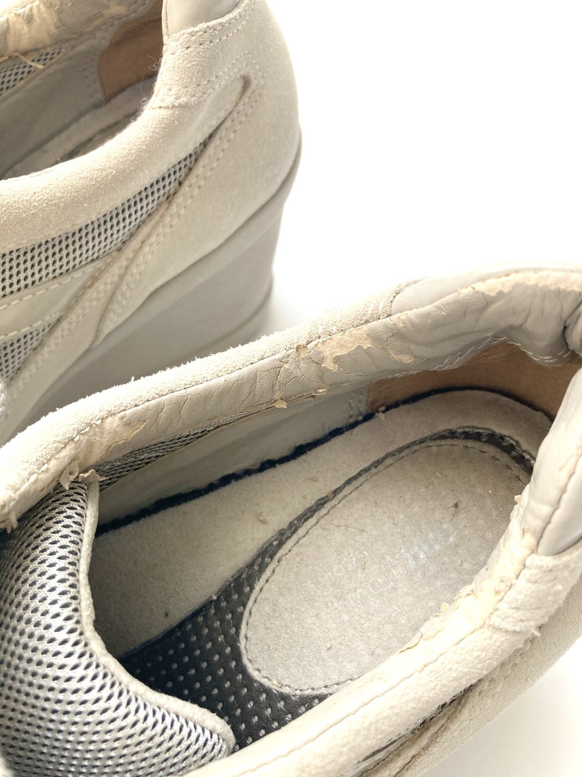 90s wedge sneakers / y2k cyber sneakers / light grey / 9.5 US | Etsy