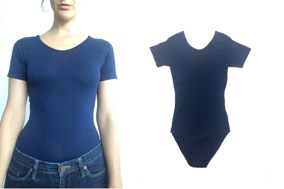 60s leotard / bodysuit / short sleeves / scoop nec
