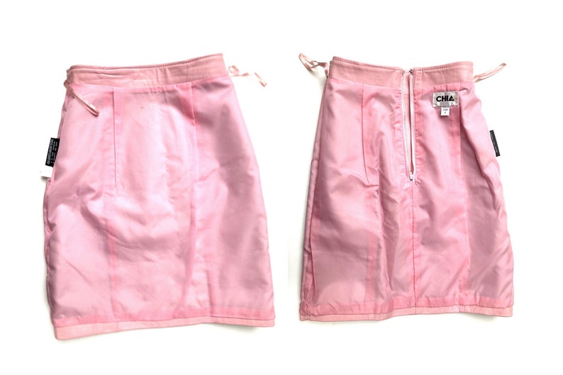 80s leather mini skirt bubblegum petal pink XS 23 waist