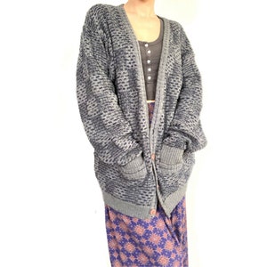 Vintage Strickjacke / Decke Textur / grau / lang / groß | Etsy