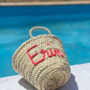 Wedding gift Personalized mini straw basket, bridal bags, customized straw bag, custom beach bag, straw tote,beach straw bags
