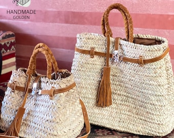 Dan Strap Marokkaanse rieten tas: handgemaakte geweven boho markttas