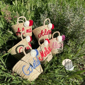 Cesto marocchino di paglia PERSONALIZZATO, borse da doccia da sposa, borse di paglia personalizzate, borsa da spiaggia personalizzata, borsa di paglia, borse ricamate