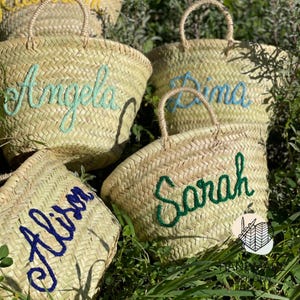 Cesto marocchino di paglia PERSONALIZZATO, borse da doccia da sposa, borse di paglia personalizzate, borsa da spiaggia personalizzata, borsa di paglia, borse ricamate