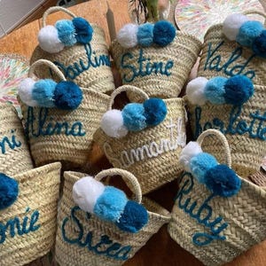 Hochzeitsgeschenk Personalisierter Mini-Strohkorb, Brauttaschen, personalisierte Strohtasche, individuelle Strandtasche, Strandstrohtaschen, bestickte Taschen