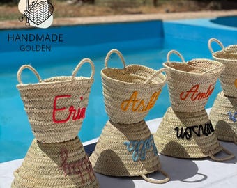Cesto marocchino in paglia PERSONALIZZATO, borse per addio al nubilato, borse di paglia personalizzate, borsa da spiaggia personalizzata, tote di paglia, borse ricamate