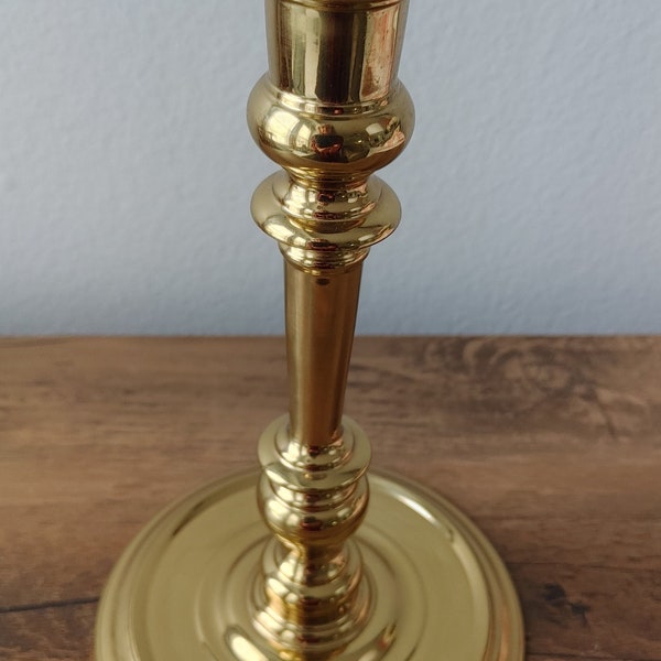 Vintage brass Virginia Metalcrafters candlestick holder heavy gorgeous brass made in USA