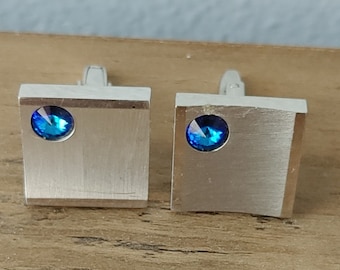 Vintage cuff links silver with blue stone French cuff shirt accessory beautiful