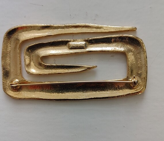 Vintage MJent  brooch gold pin large 1980s retro … - image 5