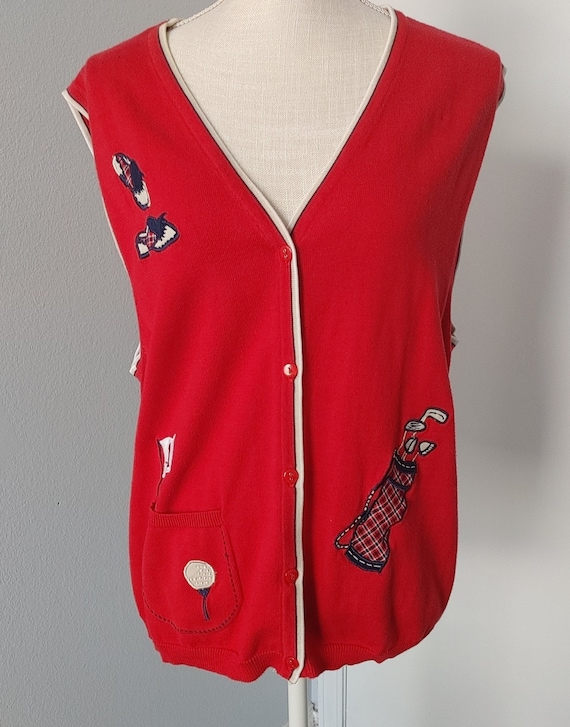 Vintage Napa Golf womens  red golf sweater vest by