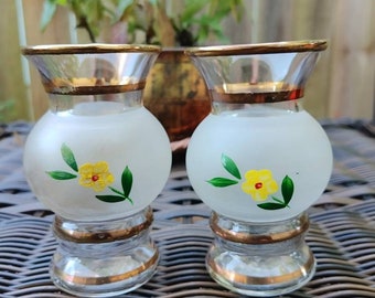 Vintage Flower Vase by Indiana Glass Bartlett Collins Hand Painted Vintage Flower Vase by Indiana Glass Bartlett Collins Hand Painted