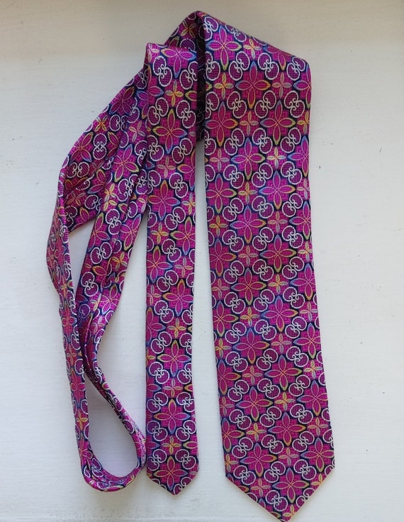 Vintage neck tie  Holland & Sherry Pink pattern t… - image 5