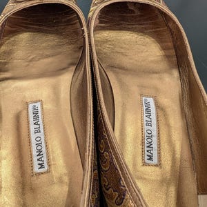 Manolo Blahnik Gold Brocade Ballet Flats Size 38.5 (Neiman Marcus Anniversary) bild 12