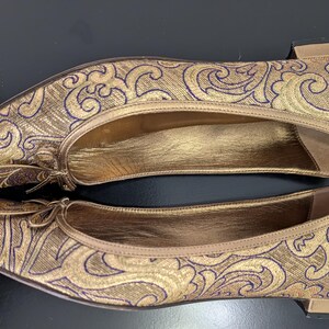 Manolo Blahnik Gold Brocade Ballet Flats Size 38.5 (Neiman Marcus Anniversary) bild 9