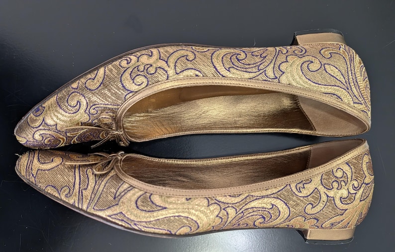 Manolo Blahnik Gold Brocade Ballet Flats Size 38.5 (Neiman Marcus Anniversary) bild 9