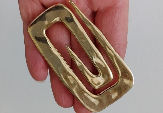 Vintage MJent  brooch gold pin large 1980s retro … - image 3