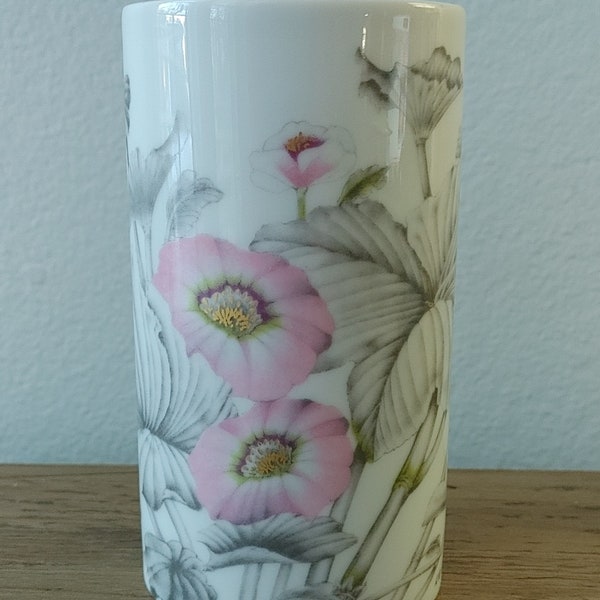 Vintage Rosenthal small vase grey and pink flowers studio haus