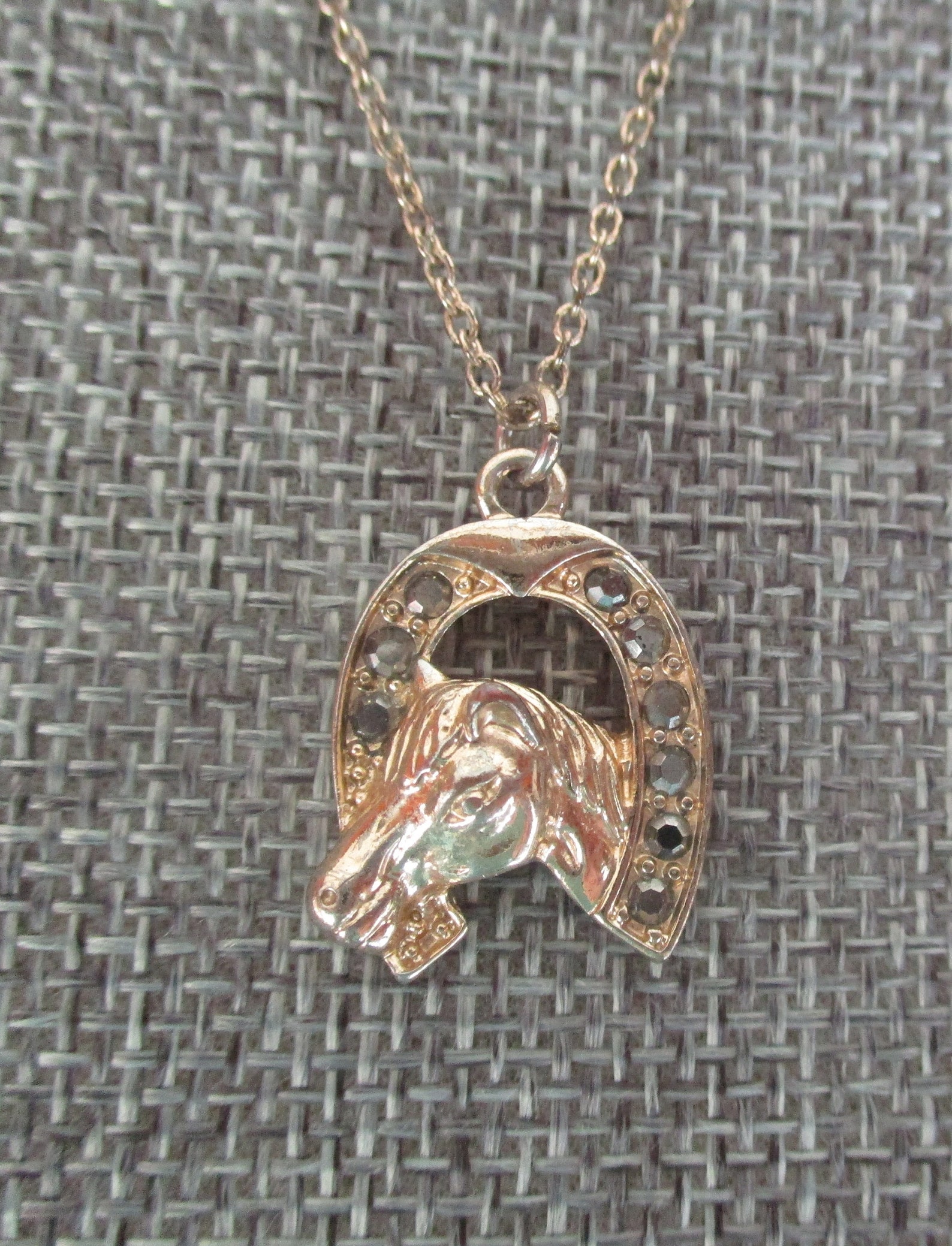 Vintage Horseshoe necklace Horse Jewelry Vintage rhinestone Etsy