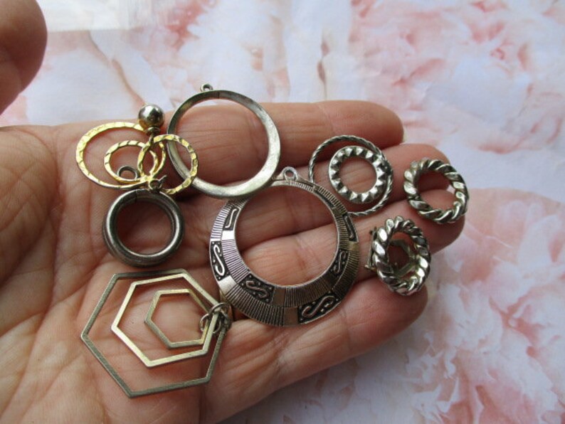 vintage jewelry supply circles earrings necklace assemblage jewelry upcycle supply recycle