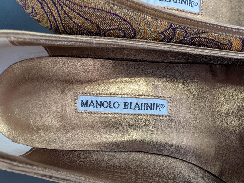 Manolo Blahnik Gold Brocade Ballet Flats Size 38.5 (Neiman Marcus Anniversary) bild 7
