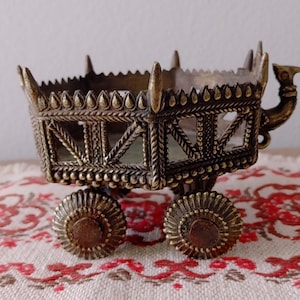 Vintage Brass mini camel cart decor very unique and detailed great display Moroccan well made