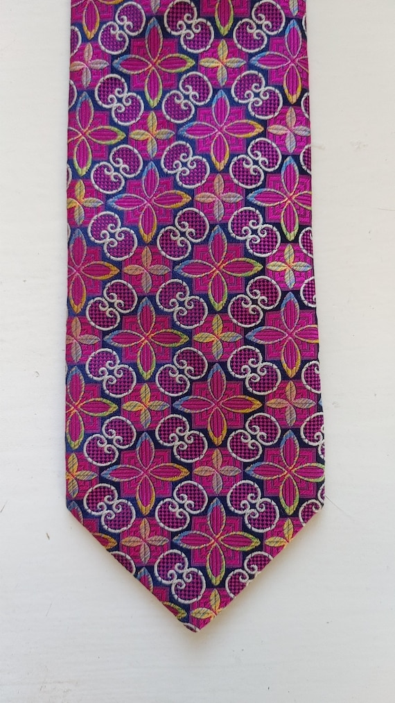 Vintage neck tie  Holland & Sherry Pink pattern t… - image 2