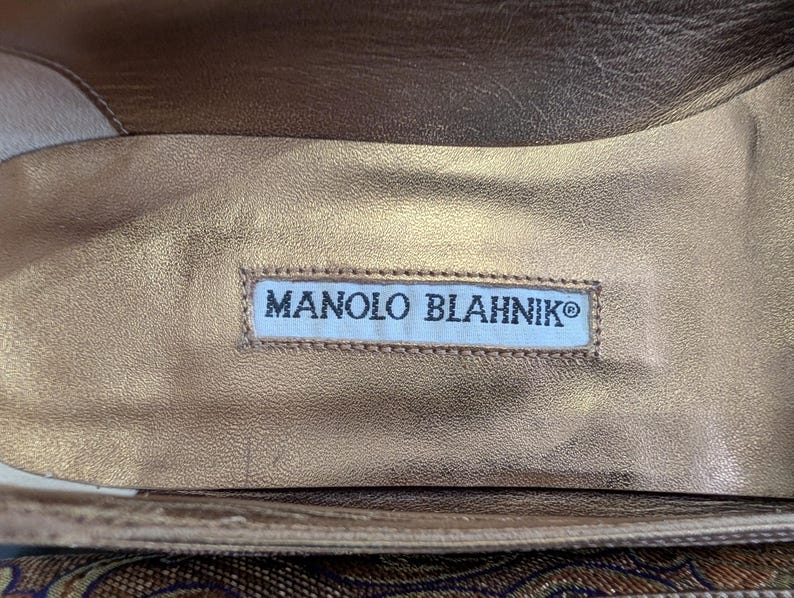 Manolo Blahnik Gold Brocade Ballet Flats Size 38.5 (Neiman Marcus Anniversary) bild 8