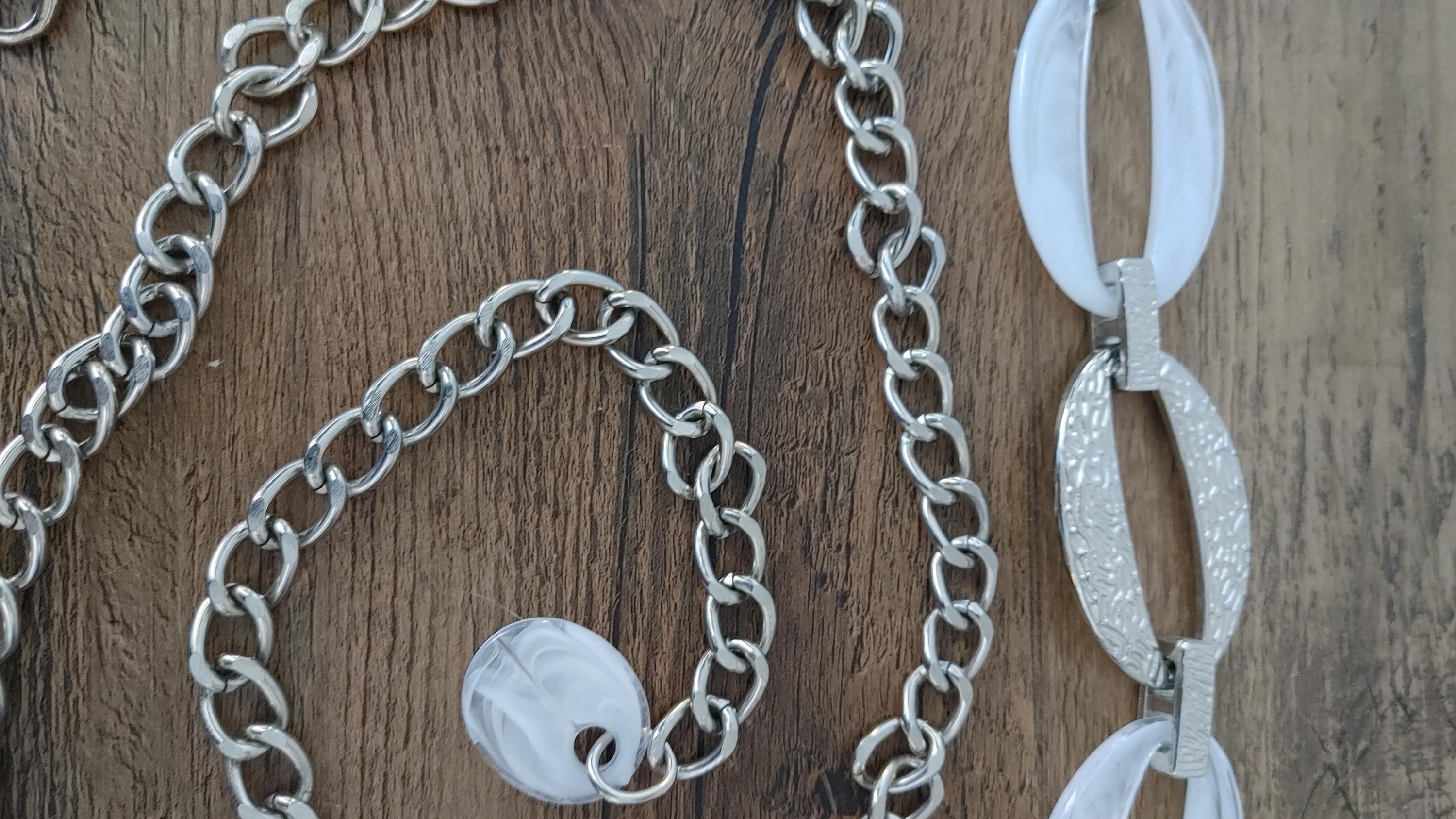 Chico\'s Tahiti Link Silver Textured Chain Belt Size M/L NWT Magnificent Chico main image 4