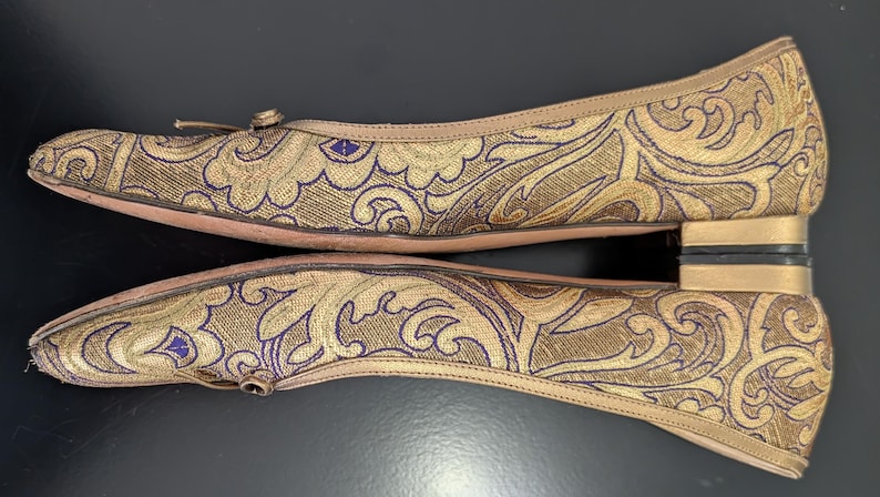 Manolo Blahnik Gold Brocade Ballet Flats Size 38.5 (Neiman Marcus Anniversary) bild 6