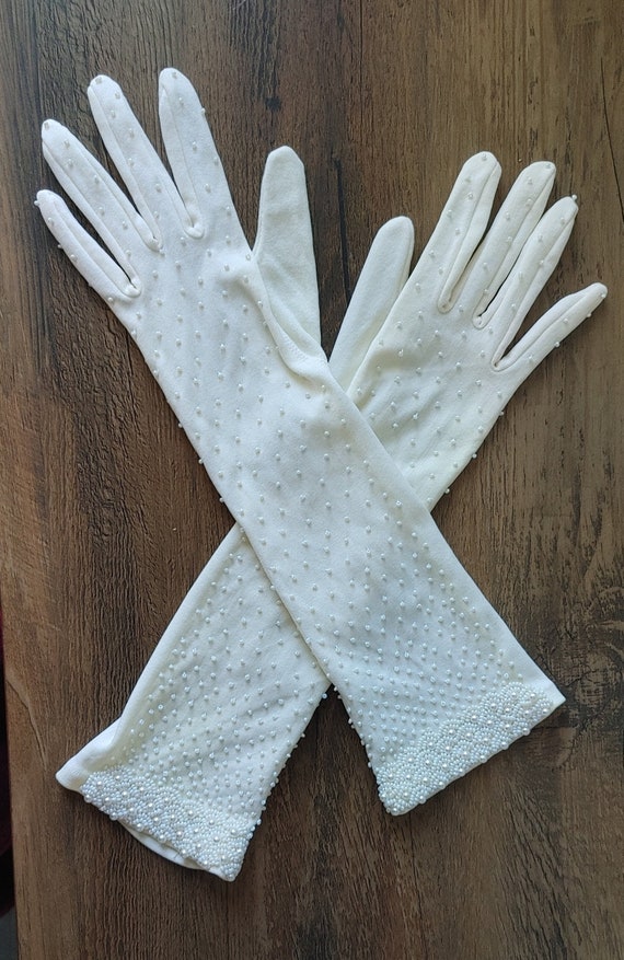 Vintage formal beaded gloves gorgeous