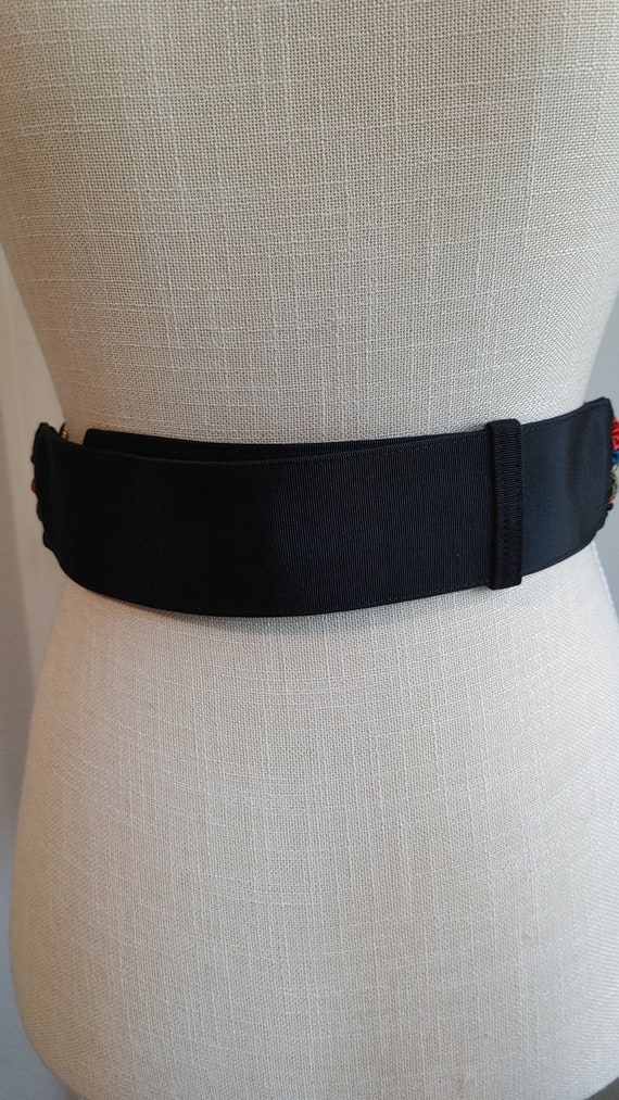 Vintage Ginnie Johanson belt 1980s woven black re… - image 5