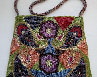 Vintage Christian Livingston beaded purse beautiful hand beaded