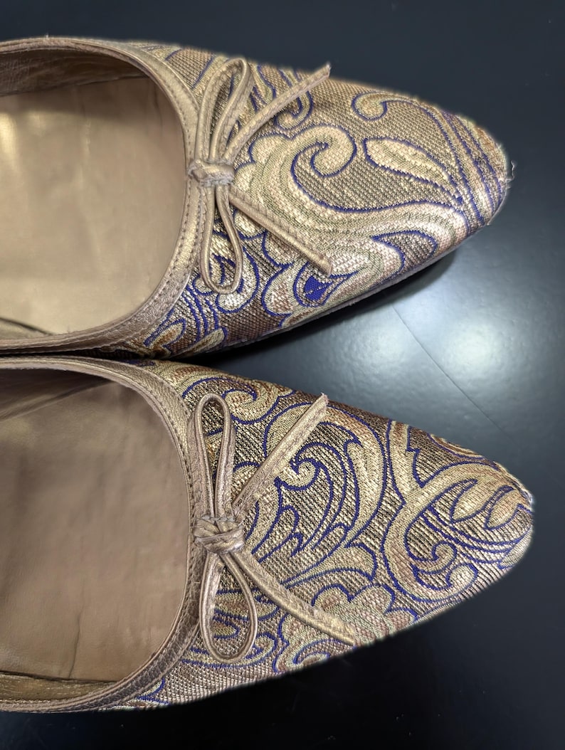 Manolo Blahnik Gold Brocade Ballet Flats Size 38.5 (Neiman Marcus Anniversary) bild 11