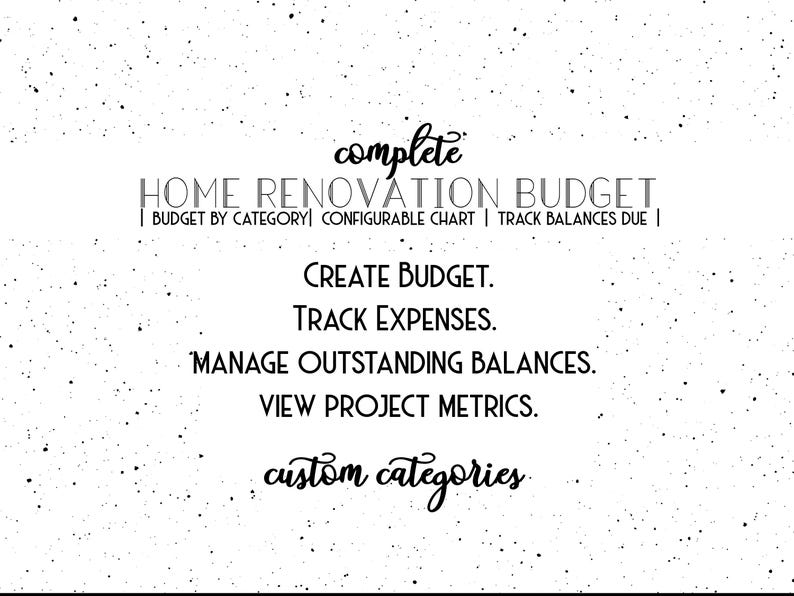 Easy Home Renovation Spreadsheet Template - Etsy - Luxury Apartment Renovation Water Conservation Spreadsheets Online