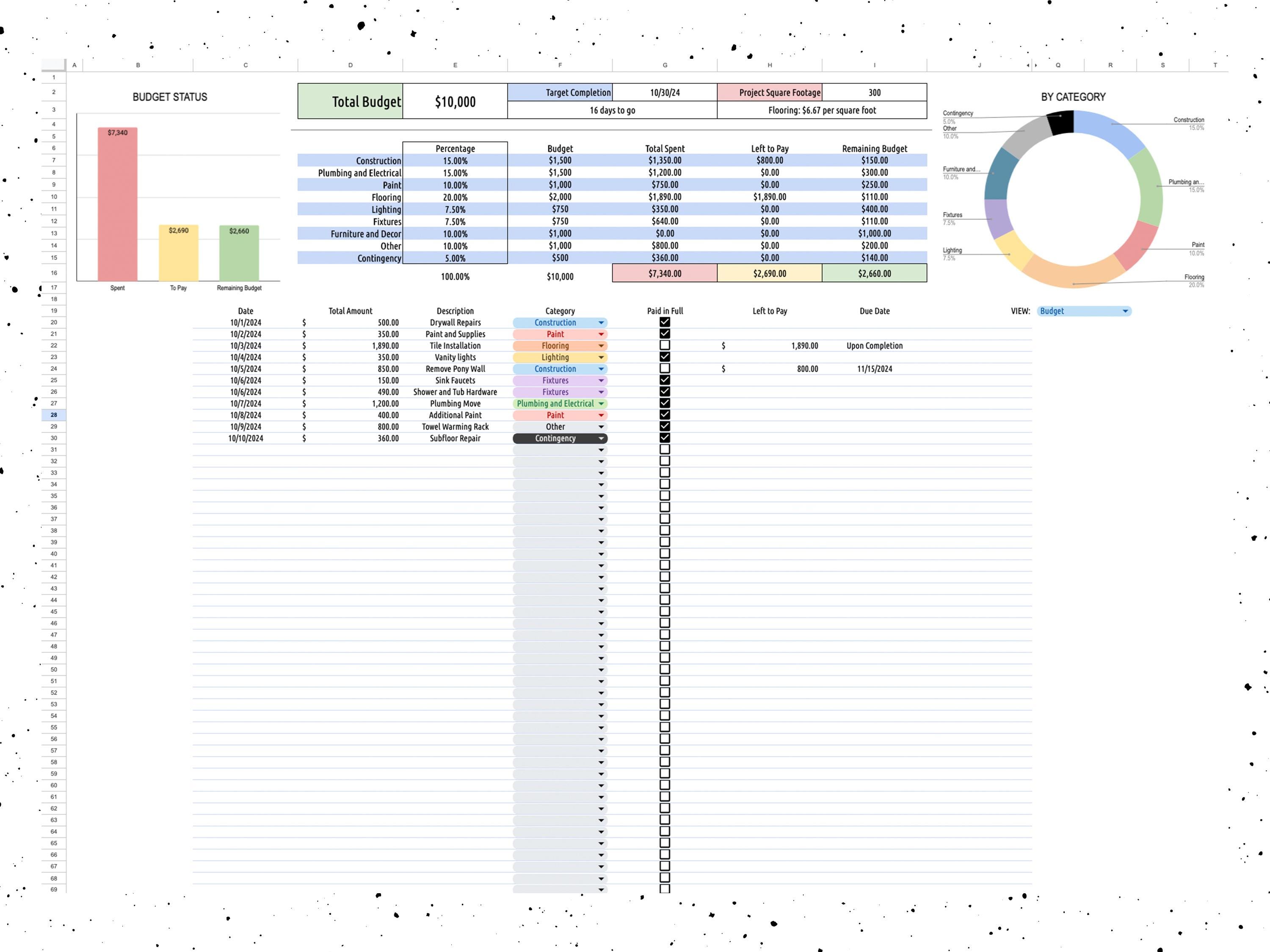Image showcasing Easy Home Renovation Spreadsheet Template - Etsy