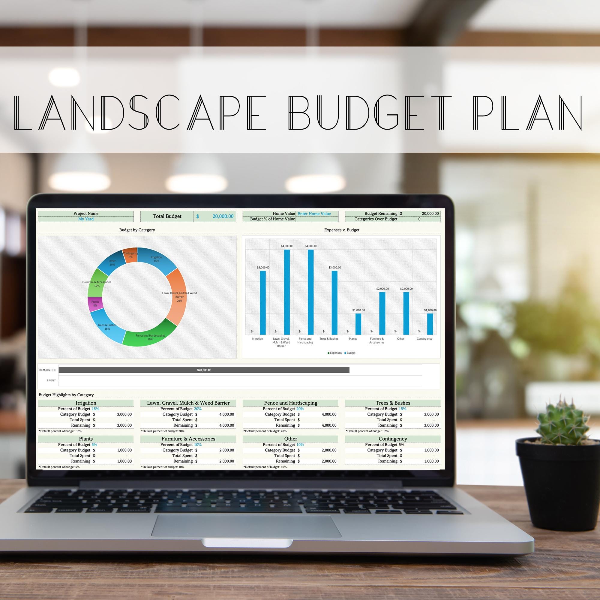 Easy Landscape Budget Plan Excel Template Etsy