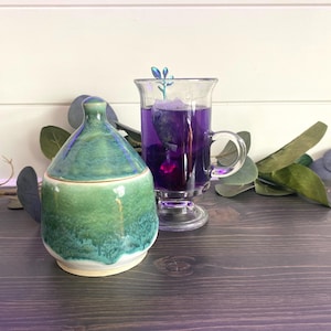 Small Ceramic Lidded Jar: Wheel Thrown Glazed Storage