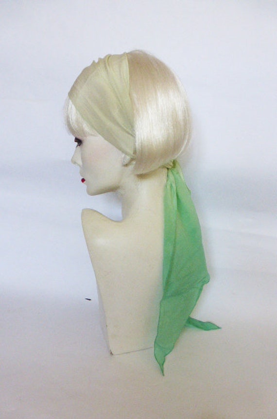Vintage Ombre Mint Green Silk Scarf Head Scarf Hair Band Sash Etsy