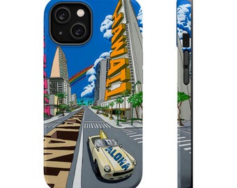 Magnetic phone Case, Street View Waikiki, Paoakalani Ave, White Convertible, Gift for Travelers, iPhone cases 13-16