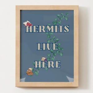 Hermit Crabs Live Here Print Poster | Hermit Crab Digital Art Print | Hermits Poster PDF | Gallery Wall Art | Tank Decor