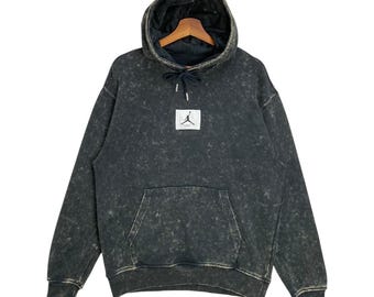 Jordan Brand Acid Wash Hoodie Black Jumpman Logo Nike Sportswear Size Medium