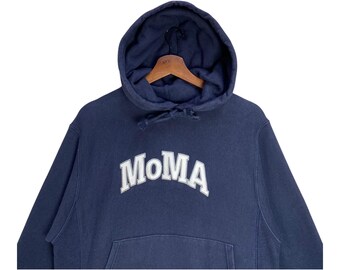 Champion Reverse Weave Moma Museum Hoodie Navy Blue Small Unisex
