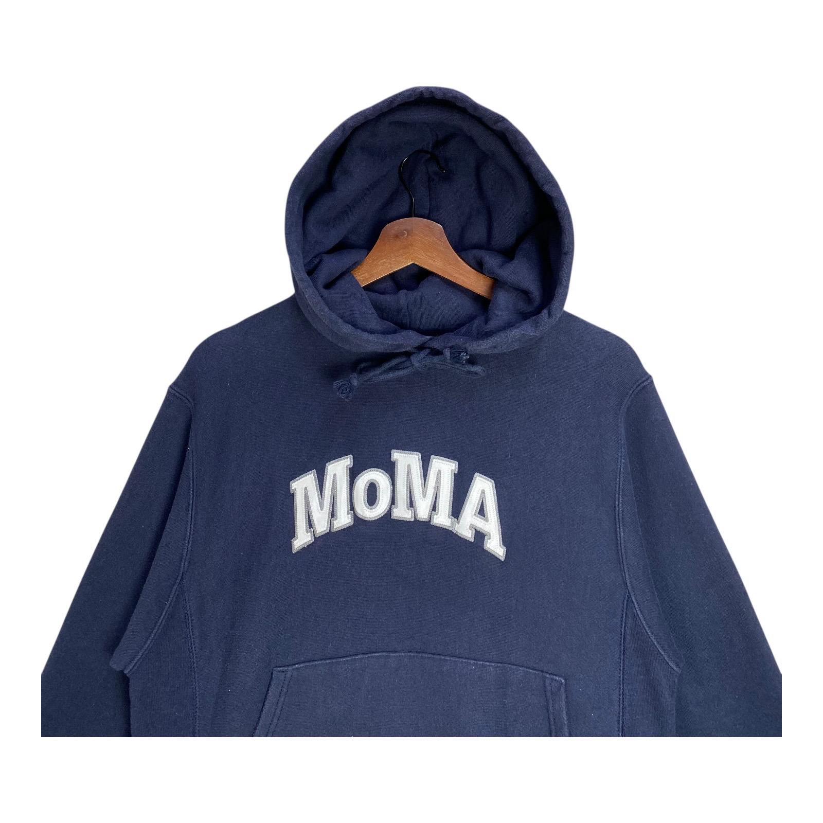 Champion Reverse Weave Moma Museum Hoodie Navy Blue Small Unisex